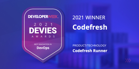 During DeveloperWeek, Codefresh was honored with a 2021 DEVIES Award for its Codefresh Runner, a cloud-native solution that allows DevOps teams to selectively run pipelines, deployments and versioning on their own Kubernetes clusters no matter where they are: behind a firewall, on site, or the virtual private cloud. (Graphic: Business Wire)
