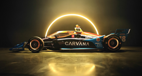 Carvana unveiled the paint scheme for Chip Ganassi Racing’s No. 48 Honda, featuring Carvana’s iconic halo and signature blue color palette. 7-time NASCAR Cup Series (NCS) Champion Jimmie Johnson will drive it in his rookie NTT INDYCAR SERIES season. (Photo: Business Wire)