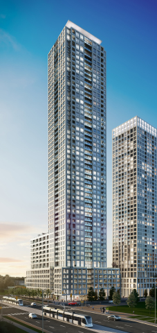 Solmar's master-planned development, Edge Towers, is the only new condo community located directly on the Hurontario LRT.  (Photo: Business Wire)