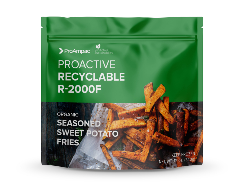 Recyclable High-Speed Frozen-Food Package: ProAmpac introduces ProActive Recyclable R-2000F material in pre-made pouches or film for high-speed form/fill/seal lines, offering excellent cold-temperature performance and outstanding display characteristics in the freezer case. (Photo: Business Wire)