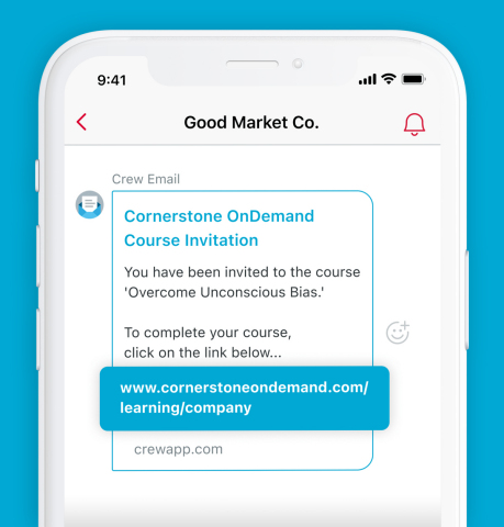 With Crew Email, leaders can link frontline employees to their accounts in existing business systems, instantly enabling real-time notifications for things like training and/or updated policy guidelines. (Graphic: Business Wire)