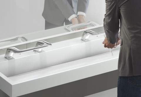 One of Bradley's most recent commercial washroom innovations, the WashBar with touch-free soap, water and dryer, has made handwashing more hygienic, convenient and reliable. (Photo: Business Wire)