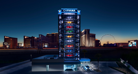 Leading online auto retailer Carvana has debuted its newest Car Vending Machine in Las Vegas. Standing 11 stories high, it's also the world's first slot machine for cars, putting a new, local spin on the signature Car Vending Machines the company is known for. (Photo: Business Wire)