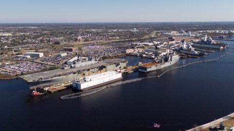 USS Wasp (LHD-1) being docked at BAE Systems' Norfolk Ship Repair. Photo credit: BAE Systems