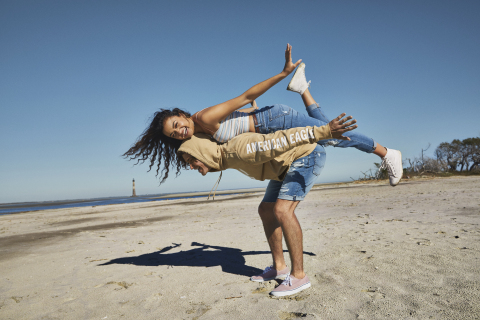 American Eagle Spring '21 Jeans Are Forever Campaign featuring Chase Stokes and Madison Bailey. (Photo: American Eagle)