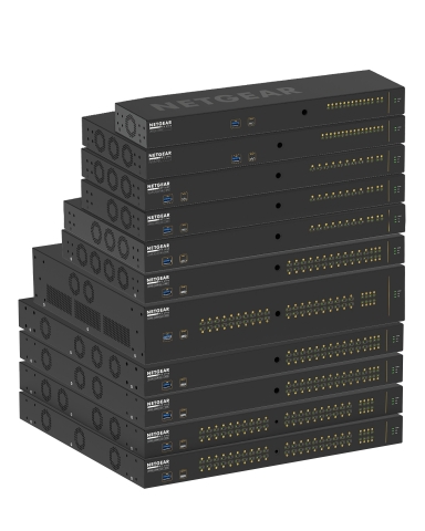 The M4250 switches are designed for clean integration with traditional rack-mounted AV equipment. The sleek, black enclosure provides port and activity status on the front panel, with all power and network cabling neatly organized on the rear panel. (Photo: Business Wire)