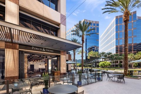 The award-winning Porch & Swing opens out into the newly renovated Centerview Plaza in Irvine. (Photo: Business Wire)