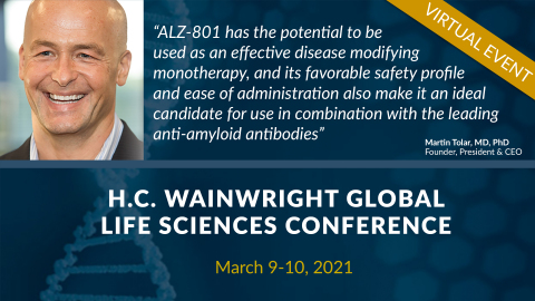 Alzheon to Present at H.C. Wainwright Global Life Sciences Conference on March 9, 2021 (Graphic: Business Wire)