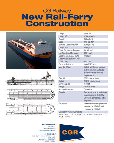 CG Railway (CGR) today announced the launch of the first of two new rail ferries.