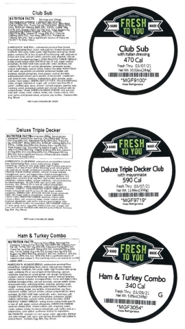 thumbnail Images are of the labels of the recalled pre-packaged turkey sandwiches sold between March 3-5, 2021 at the Charlotte Douglas Airport and via vending machines and micro markets located in Georgia, North Carolina, South Carolina, and West Virginia. (Graphic: Business Wire)