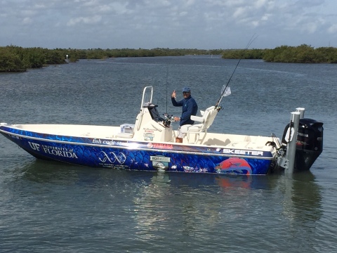 Yamaha Rightwaters and Skeeter Boats provided a Skeeter center console boat powered by a Yamaha V MAX SHO to the University of Florida. The school will use the boat to help conduct a redfish study in northern Florida. (Photo: Business Wire)