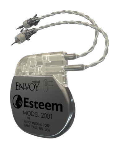 Envoy Medical's fully implanted Esteem® osseointegrated active middle ear implant (AMEI) (Photo: Business Wire)