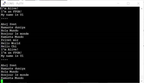 thumbnail Image from the terminal where the Prodigy Processor FPGA Prototype printed its first message (Photo: Business Wire)