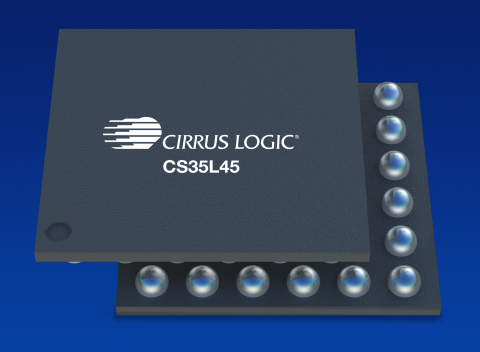 The Cirrus Logic CS35L45 is a 15-volt smart boosted Class D audio amplifier with DSP that delivers enriched audio clarity/loudness and advanced power management in one of the industry’s smallest packages for a smart power amplifier. (Photo: Business Wire)