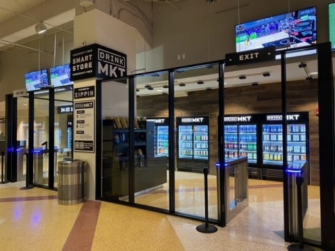 original As sports venues reopen to fans, Aramark is deploying contactless solutions, like Zippin’s checkout-free Drink MKT at AT&T Center, to create a safe and hygienic service experience. (Photo: Business Wire)