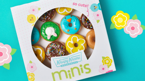 Three spring-inspired Mini doughnuts, available beginning March 25 (Photo: Business Wire)