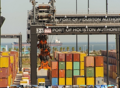 Container yard activity at Port Houston's Bayport Container Terminal. (Photo: Business Wire)