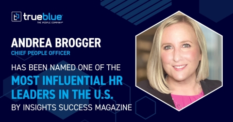 TrueBlue's Chief People Officer, Andrea Brogger, has been named one of the 10 most influential HR leaders in the U.S. (Graphic: Business Wire)