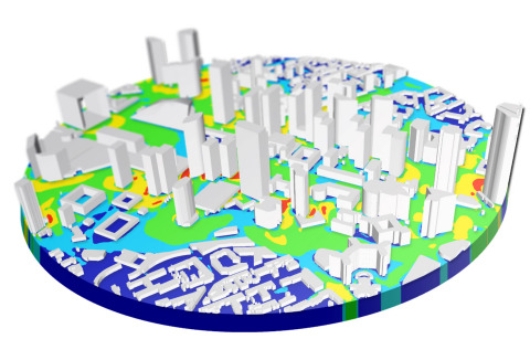 A pedestrian wind comfort simulation of an urban city center using the SimScale platform on a web-browser (Photo: Business Wire)