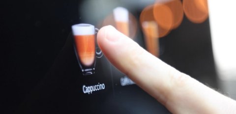 Nestlé Professional teamed up with Nanoveu, a leading technology research company to customize its Nanoshield anti-viral and anti-bacterial screen protector for Nestlé Professional's Nescafé and We Proudly Serve Starbucks® coffee machines. (Photo: Business Wire)