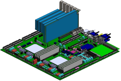 3D picture of DDR-IO board Tachyum Prodigy (Graphic: Business Wire)