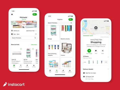 Screenshot of the Michaels store front that customers will see on the Instacart Marketplace. This was included in the  announcement that Michaels is partnering with Instacart in Dallas, Chicago and Washington D.C. (Graphic: Business Wire)