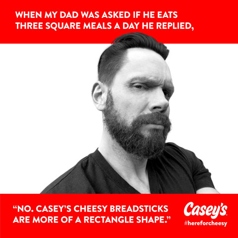 Casey’s teamed up with comedian and self-proclaimed cheesy dad Joel McHale to see if he’s met his match when it comes to cheesiness. (Graphic: Business Wire)