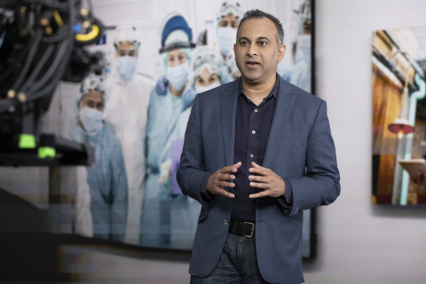 Navin Shenoy, executive vice president in Intel's Data Platforms Group, presents during the introduction of 3rd Gen Intel Xeon Scalable processors. Intel introduced the new processors and the platform they power during a virtual presentation on April 6, 2021. (Credit: Walden Kirsch/Intel Corporation)