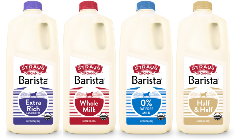 Straus Family Creamery Organic Barista® Milk line is sold exclusively to culinary professionals. (Photo: Business Wire)