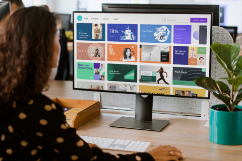 Canva's Workplace Templates allow you to start inspired. From business plans, to pitch decks, training manuals, and status trackers, anyone can create a polished presentation. (Photo: Business Wire)