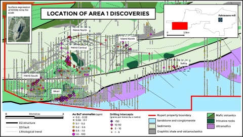 Figure 1. New discoveries and base of till anomalies at Area 1 (Photo: Business Wire)