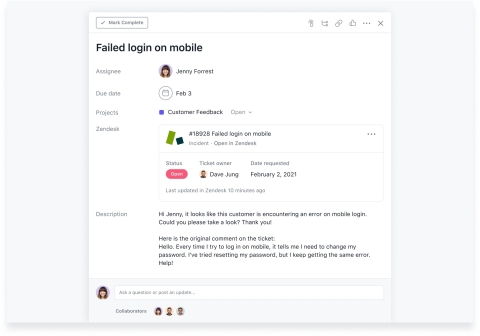 Starting today, customer relationship teams have more ways to connect with cross-functional partners via the new Asana for Zendesk integration. (Graphic: Business Wire)