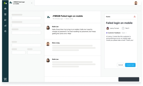 With Asana for Zendesk, service teams can easily escalate tickets by creating and linking Asana tasks directly from Zendesk, providing collaborators with the most up to date information and real-time visibility into the status of the ticket. (Graphic: Business Wire)