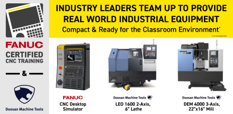 The FANUC Certified CNC Training Program now offers manufacturing skills development using Doosan machine tools. (Photo: Business Wire)