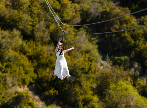 Couples to take the plunge -- literally -- with a thrilling Zip Line Wedding Package, exclusively from Catalina Island Company. The experience includes a two-night stay at the historic Hotel Atwater, a private wedding night chef’s dinner on the balcony of the iconic Catalina Casino, a private cabana and bottomless Champagne brunch at Descanso Beach Club, a voucher for two for a land or sea activity, a hair and makeup artist for the bride, fresh flower bouquets and/or boutonnieres for the couple, and transportation to and from Catalina Island via Catalina Express or Catalina Flyer. Visit www.VisitCatalinaIsland.com for booking and more info. (Photo: Business Wire)