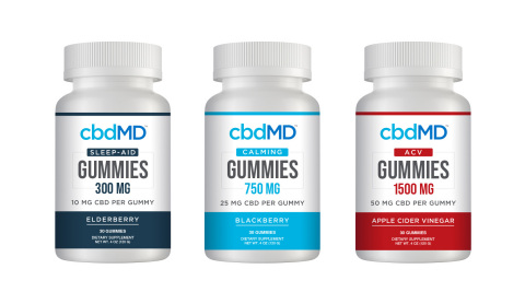 cbdMD’s new Gummies will include: cbdMD Sleep Gummies, cbdMD Calming Gummies and cbdMD Apple Cider Vinegar Gummies. (Photo: Business Wire)