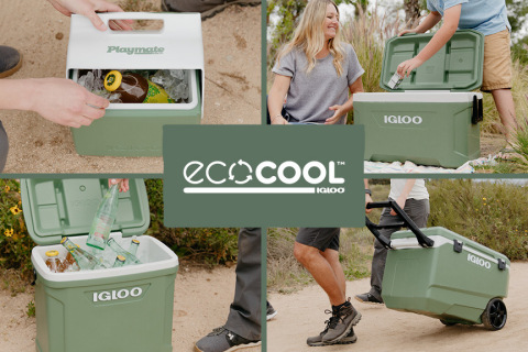 In celebration of Earth Day, Igloo released its ECOCOOL collection - the world's first hardside coolers made with recycled plastic - and the Packable Puffer cooler bags featuring REPREVE® fabric and PrimaLoft® insulation, both made from post-consumer recycled plastic bottles. (Graphic: Business Wire)