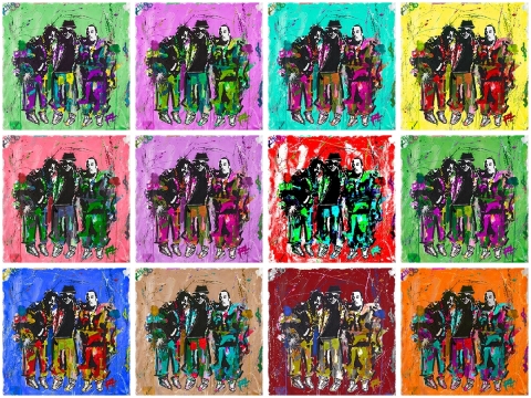 TWELVE NEW AND EXCLUSIVE VARIATIONS OF THE BESPOKE ARTWORK CREATED BY REENA TOLENTINO, AKA "RT" FOR THE 12ON12 RUN DMC LIMITED EDITION VINYL, ONLY AVAILABLE AS AN NFT. ONLY A LIMITED NUMBER WILL EVER BE MINTED.  (Photo: Business Wire)