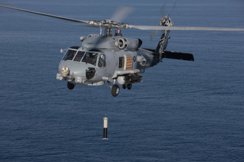 original ALFS dipping sonar on MH-60R helicopter © Lockheed Martin