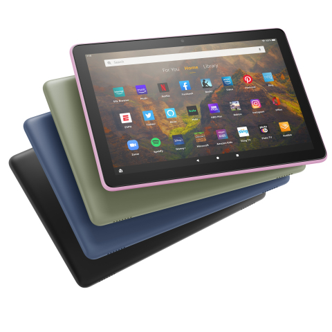 Fire HD 10 is offered in Black, Denim, Lavender, and Olive colors. (Photo: Business Wire)