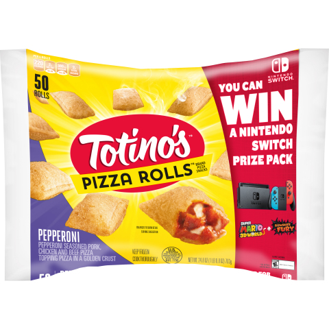 Starting this weekend, Totino's will be featuring the Nintendo Switch game Super Mario 3D World + Bowser's Fury on select packages of Totino's Pizza Rolls and Totino's Party Pizza, with a sweepstakes offering a Nintendo Switch prize pack kicking off on May 1, exclusively at Walmart. (Photo: Business Wire)