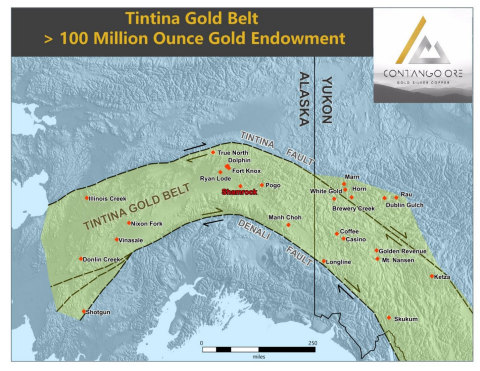thumbnail Figure 3.  Map showing the Tintina Gold Belt, Alaska and the Yukon. (Graphic: Business Wire)