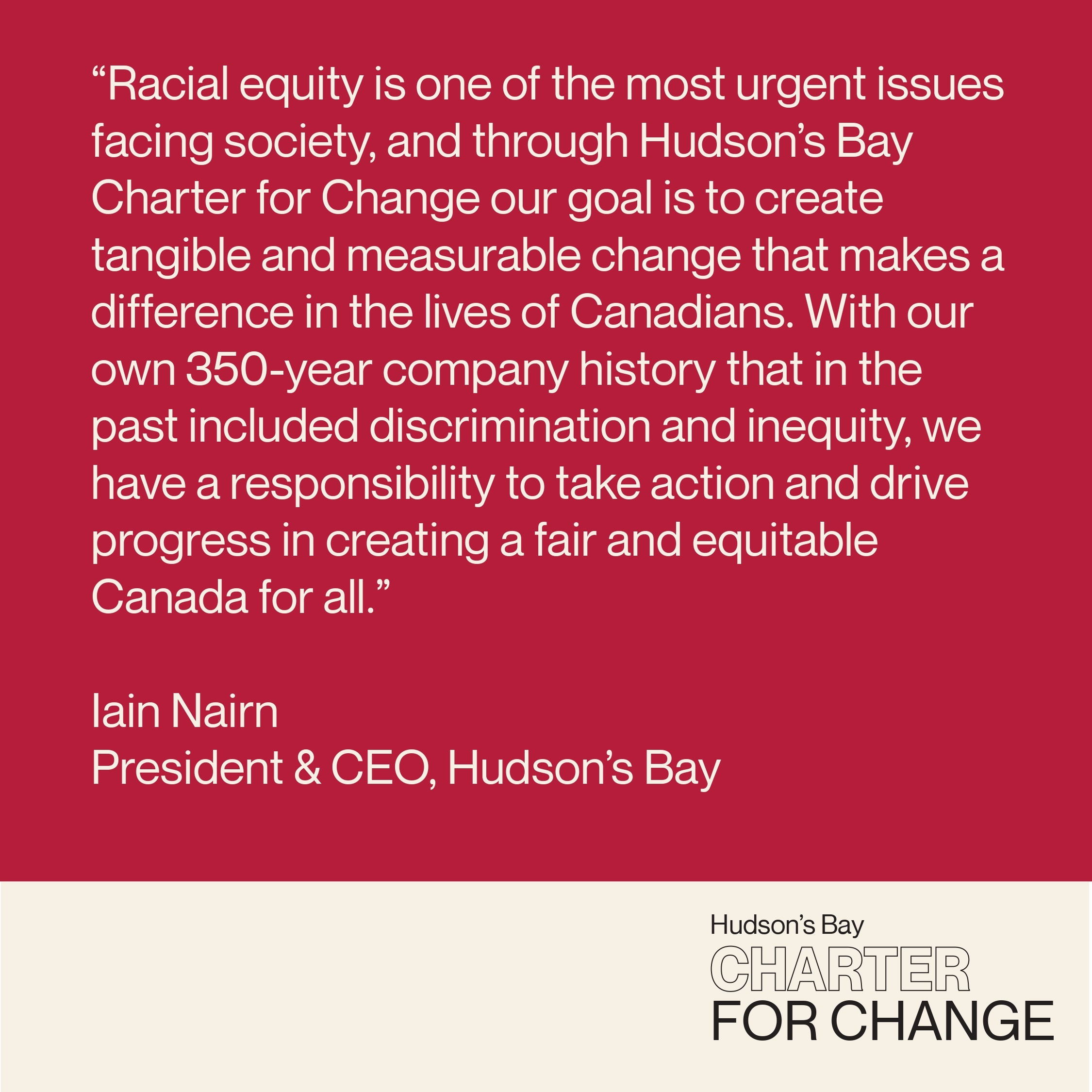 Hudson's Bay Foundation Launches Hudson's Bay Charter for Change