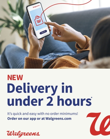 Walgreens introduces nationwide delivery in under two hours for retail products. (Graphic: Business Wire)