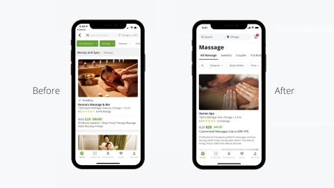 Groupon's reimagined UX delivers a more intuitive, engaging experience to amplify new inventory offerings, drive customer engagement and encourage repeat purchases. (Graphic: Business Wire)
