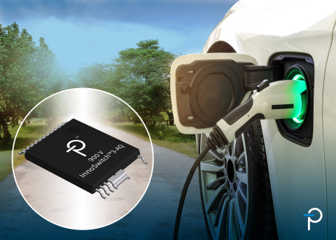 Power Integrations Supports Electric Vehicle Designs with New AEC-Q100 Certified 900 V InnoSwitch3-AQ Flyback Switcher ICs. InnoSwitch3-AQ ICs are up to 90% efficient with low 15 mW no-load power consumption and increased voltage margin for 400 V and 800 V batteries. (Graphic: Business Wire)