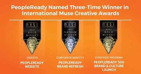 PeopleReady’s We Are Ready™ branding refresh and creative efforts earned top honors in the 2021 Muse Creative Awards hosted by the International Awards Associate (IAA). (Graphic: Business Wire)