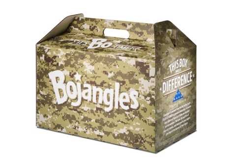 In honor of National Military Appreciation Month this May, Bojangles is introducing an exclusive, camo-themed Big Bo Box in partnership with Folds of Honor, a not-for-profit organization that provides educational scholarships to families of fallen or wounded soldiers. (Photo: Bojangles)