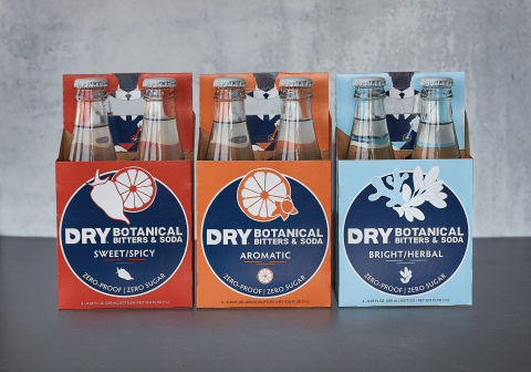 original New DRY zero-proof craft cocktails, Botanical Bitters & Soda. Available in three distinct flavors – Sweet/Spicy, Aromatic and Bright/Herbal. (Photo: Business Wire)