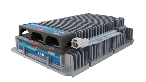 Eaton’s specialty converter, also known as a battery equalizer, works in conjunction with another converter that takes power from the BEV’s 600-volt system and steps it down to 24 volts. (Photo: Business Wire)